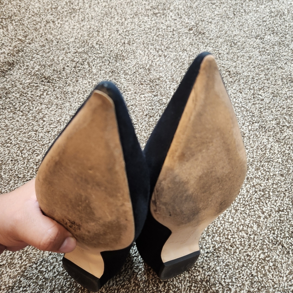 Good American Black Suede Pointed Toe Flat Shoes Size 9 - Picture 4 of 8
